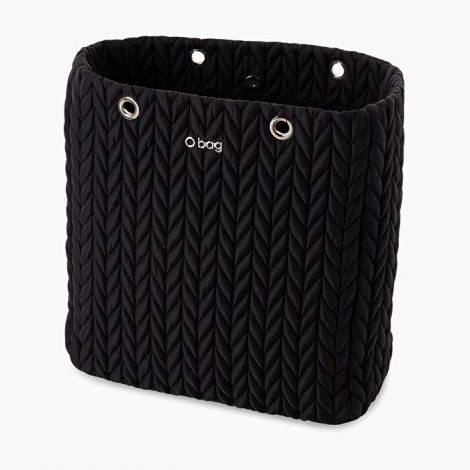 Scocca nuova borsa O bag Market in tessuto piumino spigato nero 470x470 - Nuova Borsa O Bag Market Inverno 2019 2020: foto e prezzi