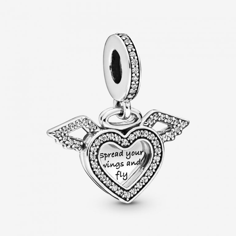 Melina Charm Ciondolo Angelo Con Ali In Argento 925 E Zirconi Bianchi - 4 Cm - 3