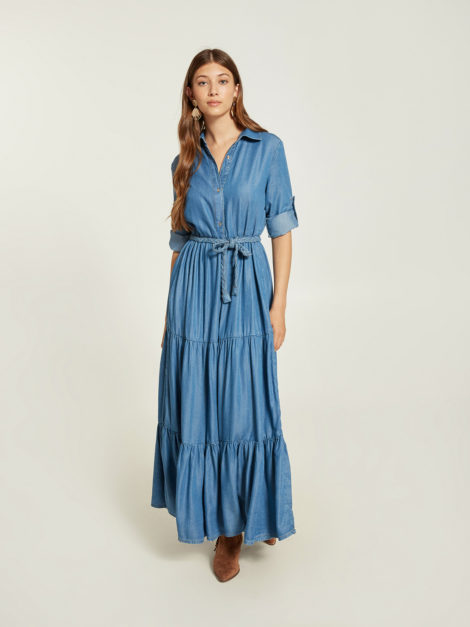 Abito lungo Motivi in denim 2020 470x627 - Motivi Abiti e Tute da giorno e da sera Estate 2020