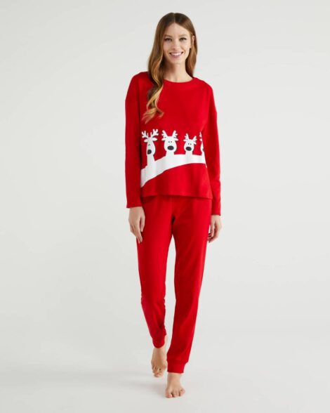 Pigiama Benetton Donna con le renne Natale 2020 470x588 - Benetton Pigiami Inverno 2020 2021 Uomo e Donna