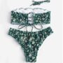 Bikini a fascia stampa floreale retro