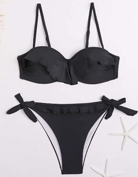 Costume da bagno con reggiseno a fascia imbottita con volant 470x603 - Costumi da Bagno Estate 2022 Economici su Amazon