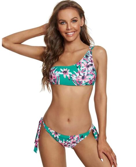 Costume da bagno monospalla in fantasua floreale 470x576 - Costumi da Bagno Estate 2022 Economici su Amazon