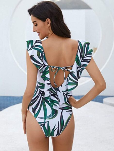 Costume intero con scollo a V e rouches foto retro 470x621 - Costumi da Bagno Estate 2022 Economici su Amazon