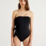 Costume intero nero a fascia con rouches laterale Benetton