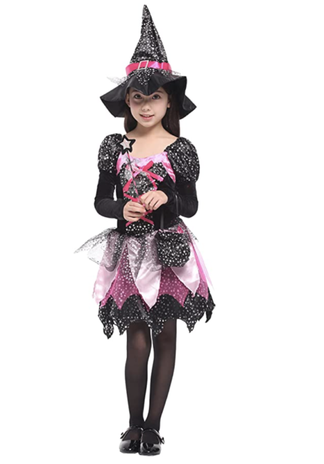 Costume Halloween da Strega per bambina 470x673 - Costumi Halloween per Bambini e Tatuaggi Temporanei Luminosi