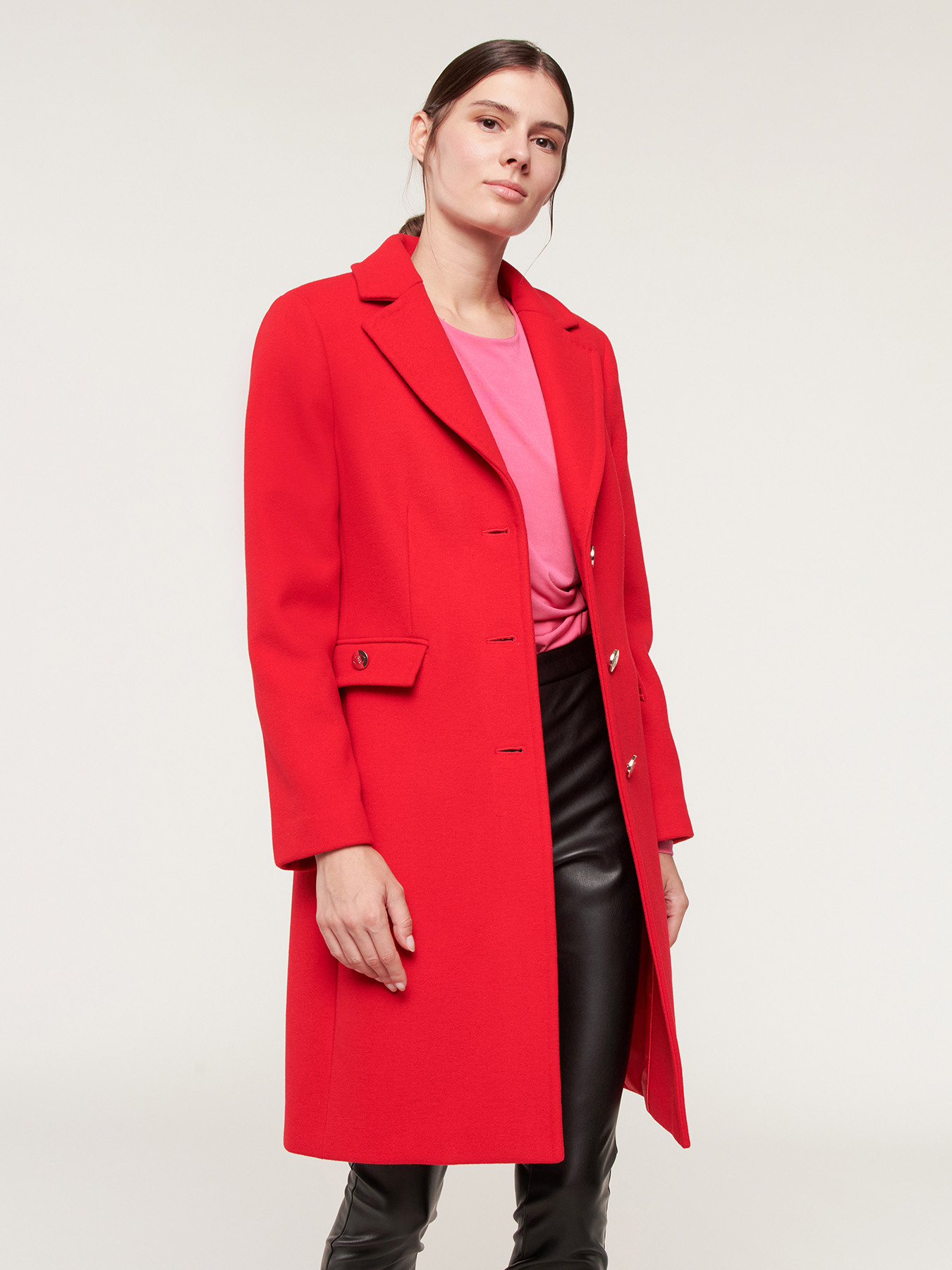 Cappotto lungo rosso Motivi inverno 2023 - Cappotti Motivi Inverno 2022 2023