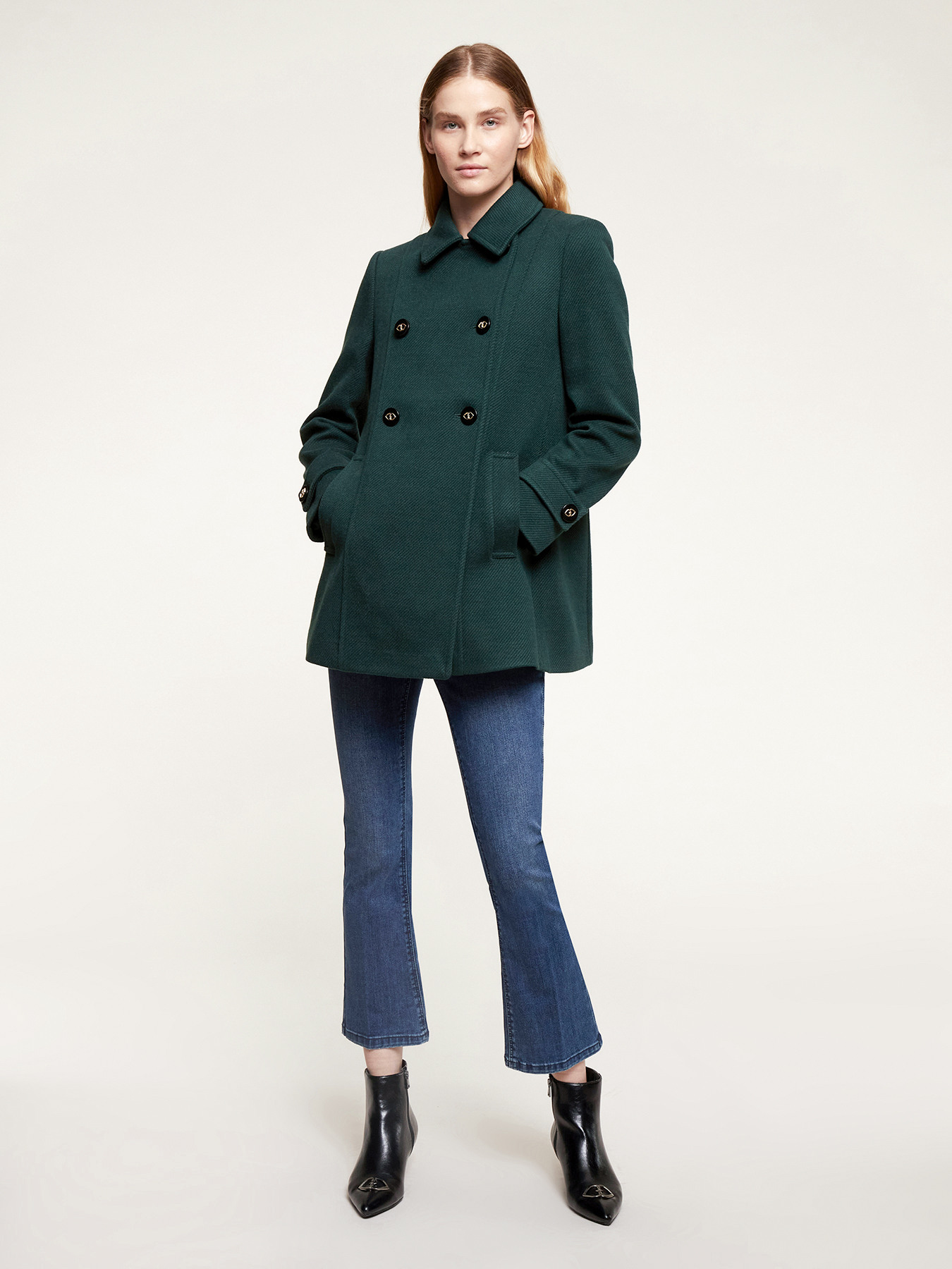 Motivi cappotto corto caban inverno 2023 colore verde - Cappotti Motivi Inverno 2022 2023