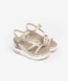 Sandali Donna Bassi Eleganti Beige Zeppa Bassa Comodi Pelle Sintetica