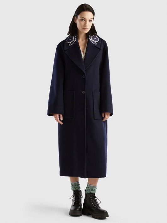 Benetton cappotto blu scuro inverno 2023 2024 Benetton cappotto blu scuro inverno 2023 2024