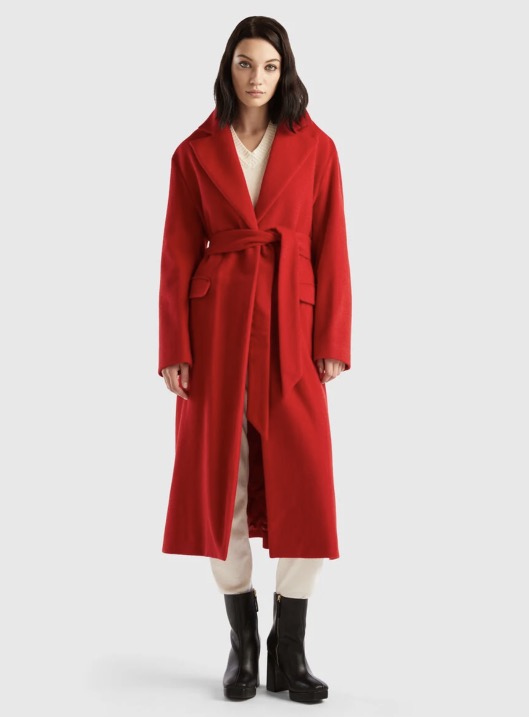 Cappotto lungo donna Benetton con cintura Cappotto lungo donna Benetton con cintura