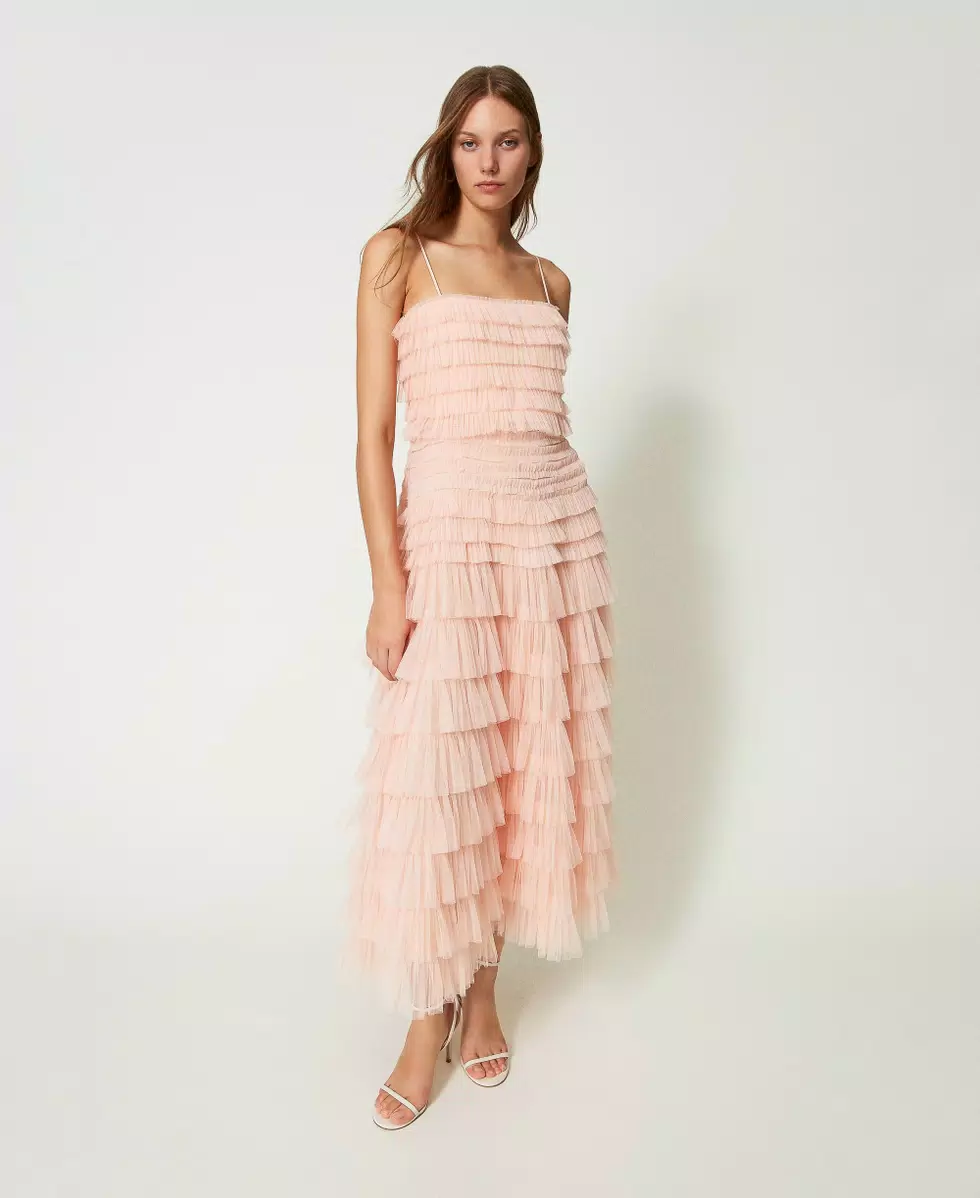 TWINSET vestito lungo in tulle plissè estate 2024 TWINSET vestito lungo in tulle plissè estate 2024