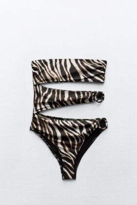 Costume intero zebrato a fascia ZARA
