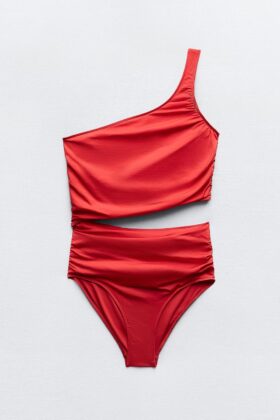 Zara costume intero monospalla rosso