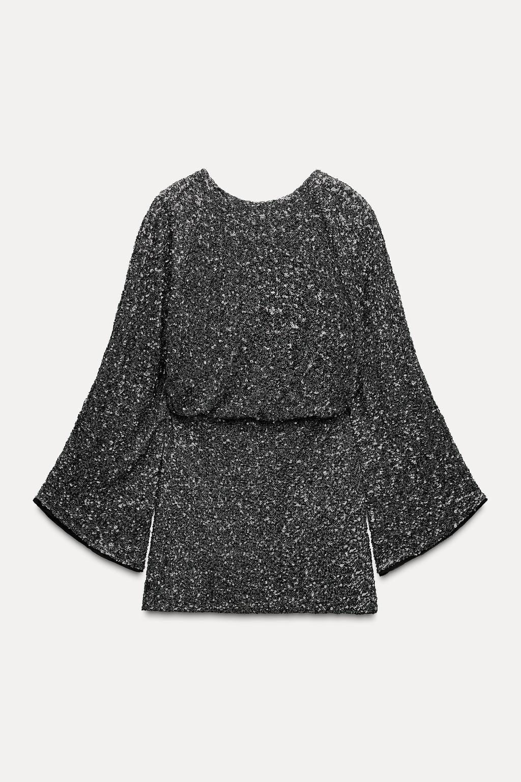 Abito corto a maniche lunghe in paillettes ZARA Abito corto a maniche lunghe in paillettes ZARA