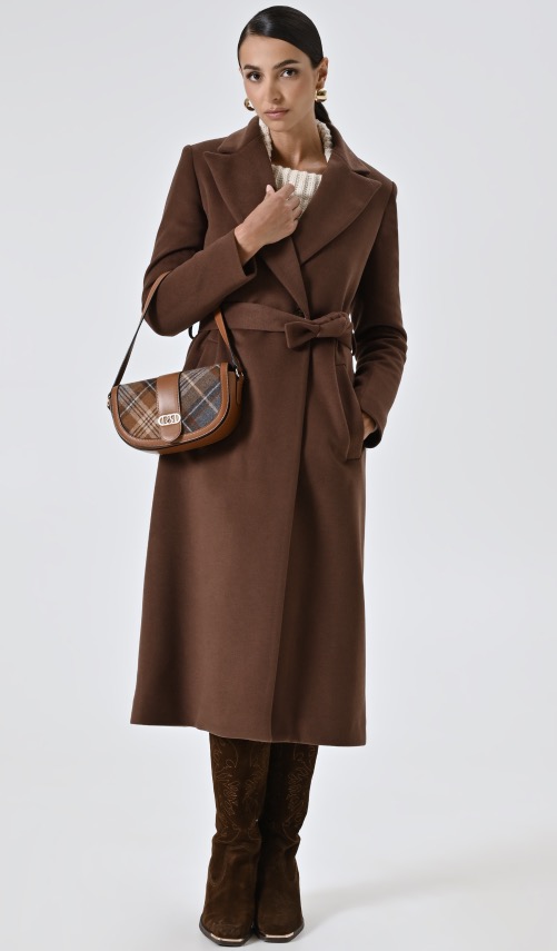 Rinascimento cappotto midi a vestaglia marrone inverno 2026 Rinascimento cappotto midi a vestaglia marrone inverno 2026