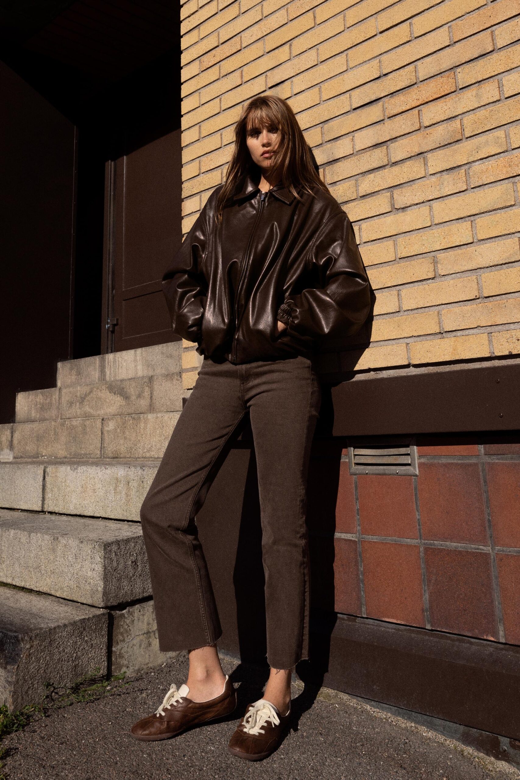 Jeans marroni cropped flare
