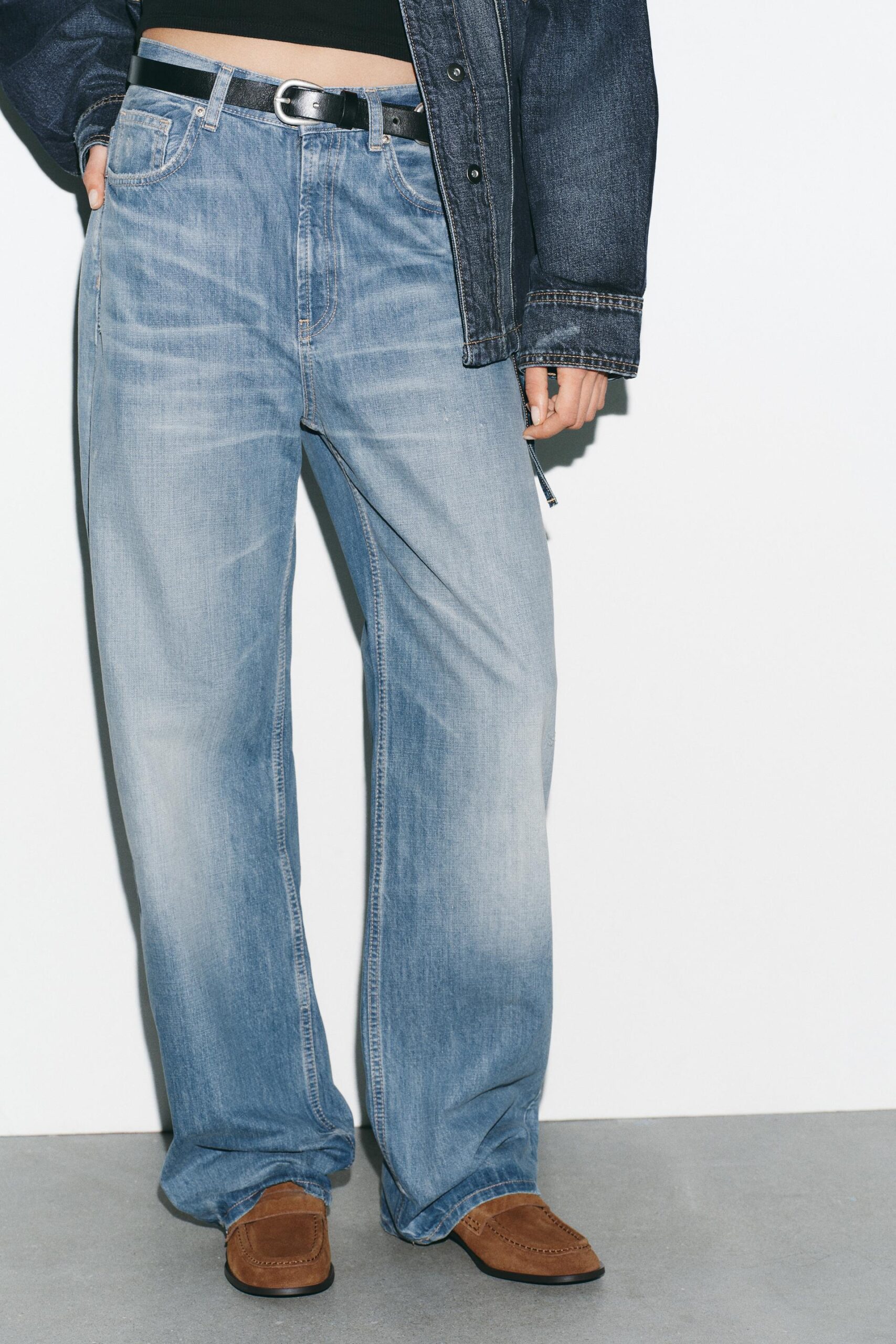 ZARA pantaloni denim straight wide