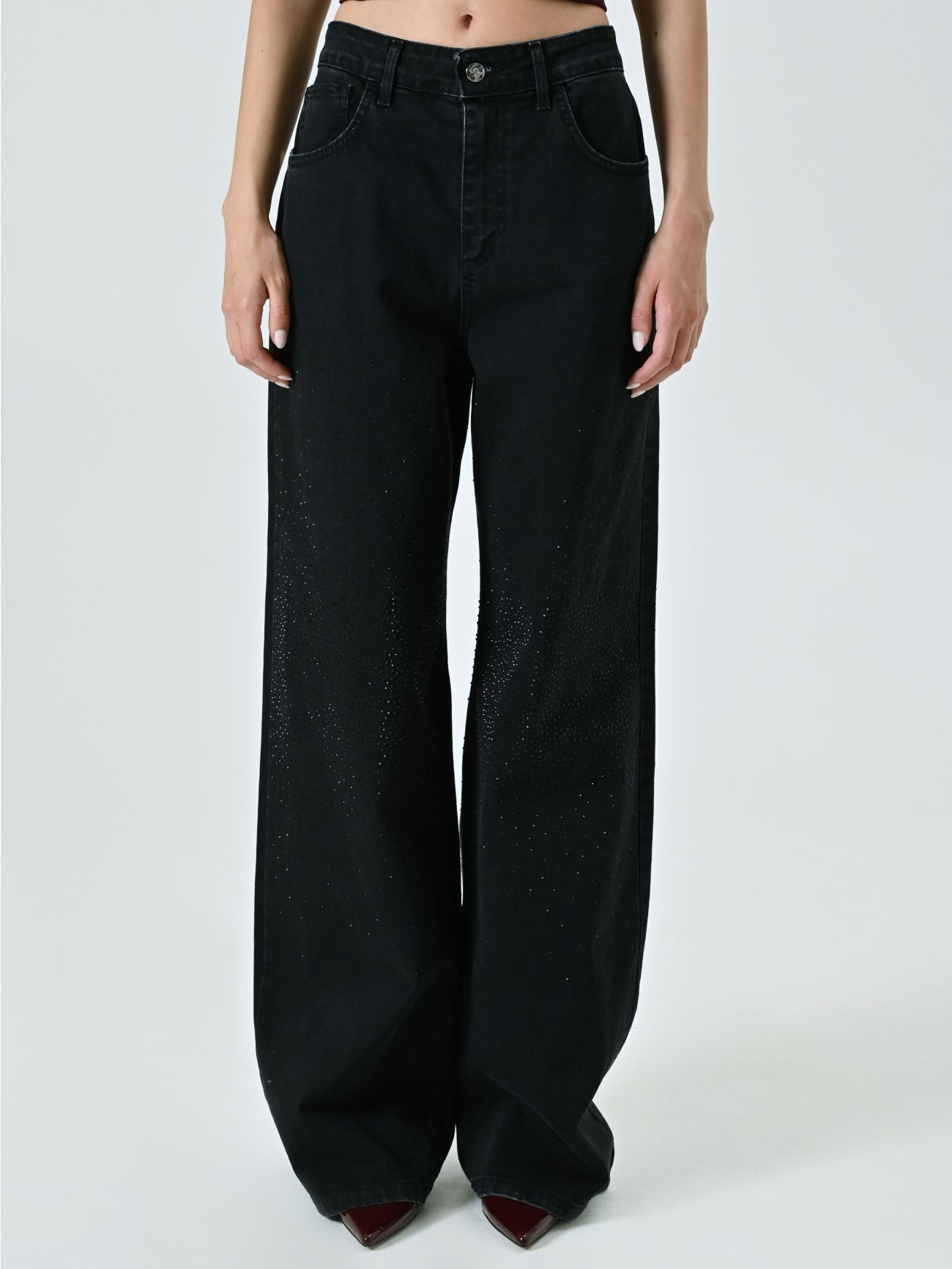 Jeans neri a gamba ampia Rinascimento