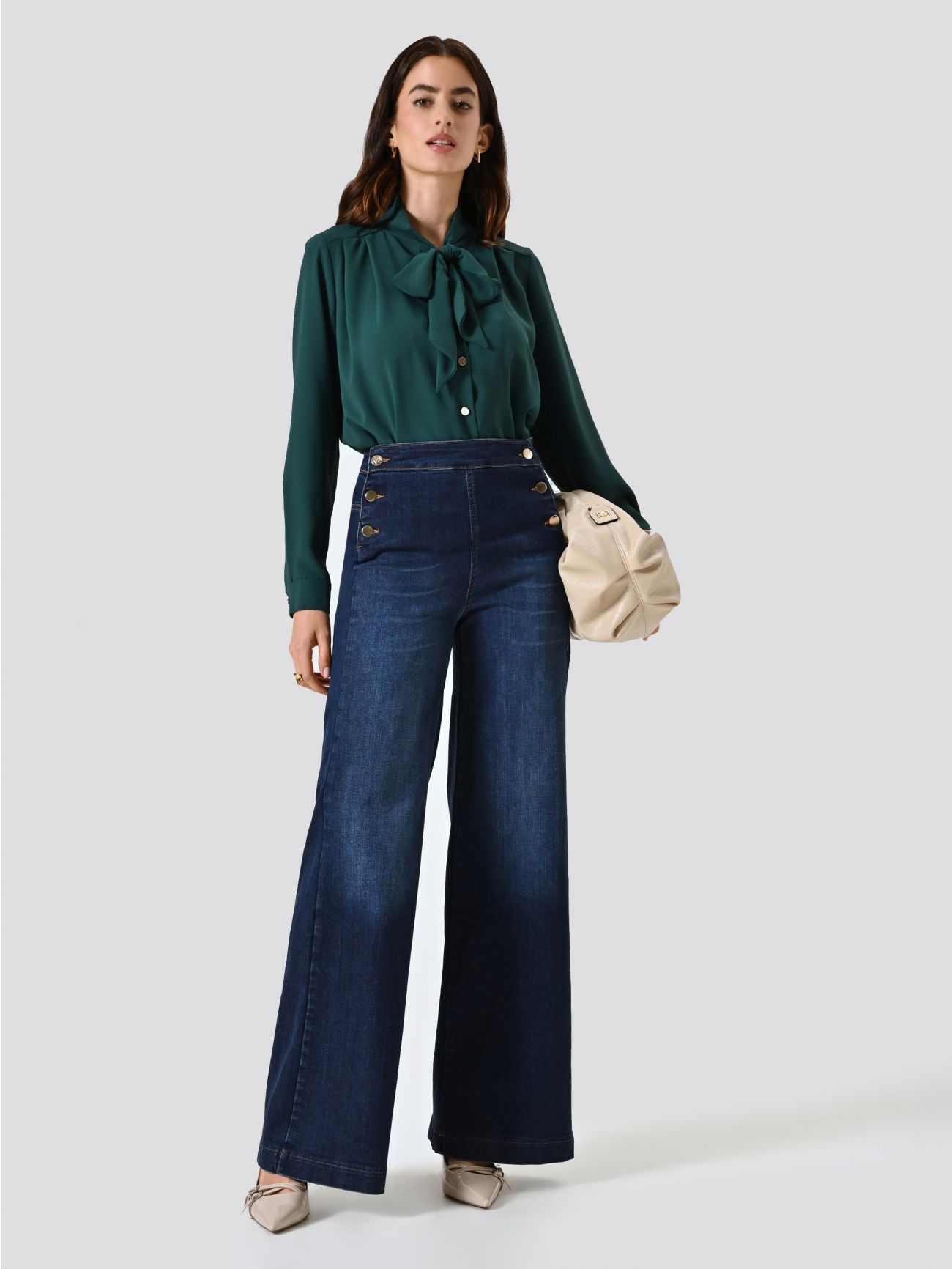 Rinascimento jeans wide leg blu scuro