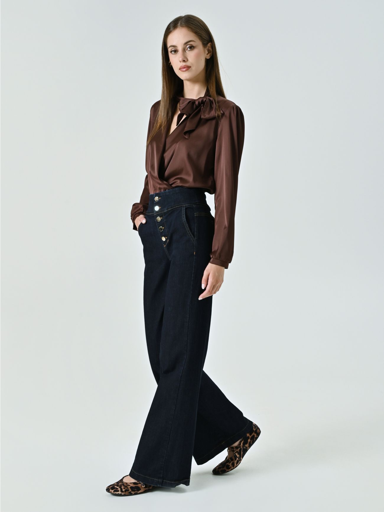 Rinascimento pantaloni denim stretch wide leg
