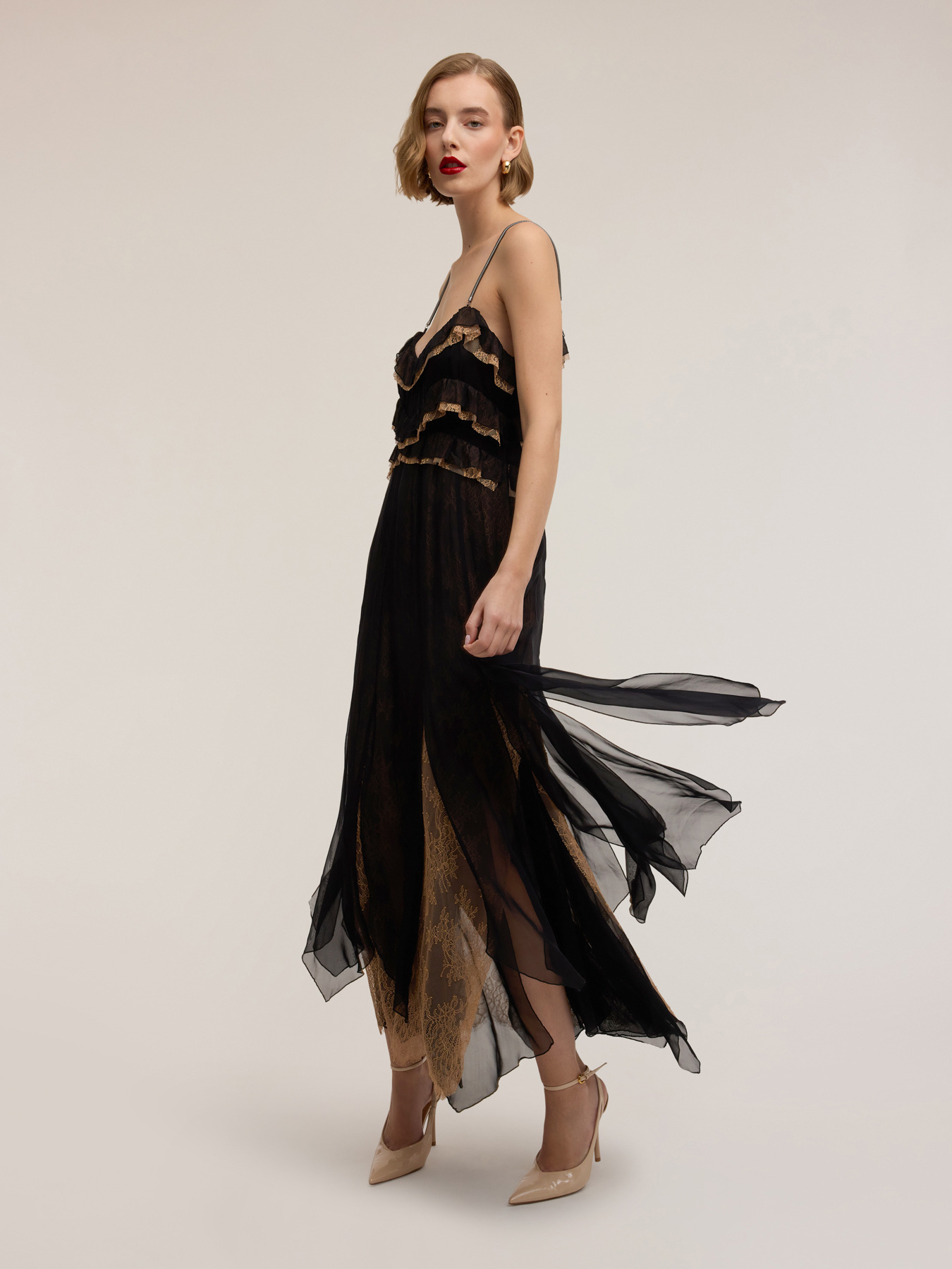 Abito lungo in georgette e pizzo MOTIVI