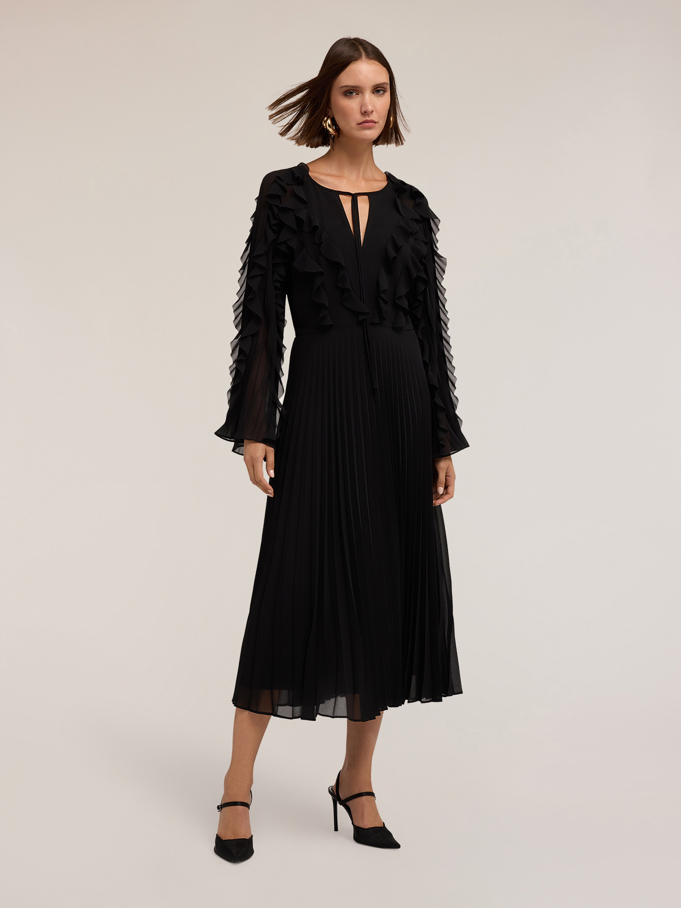 Vestito plissè nero lungo MOtivi