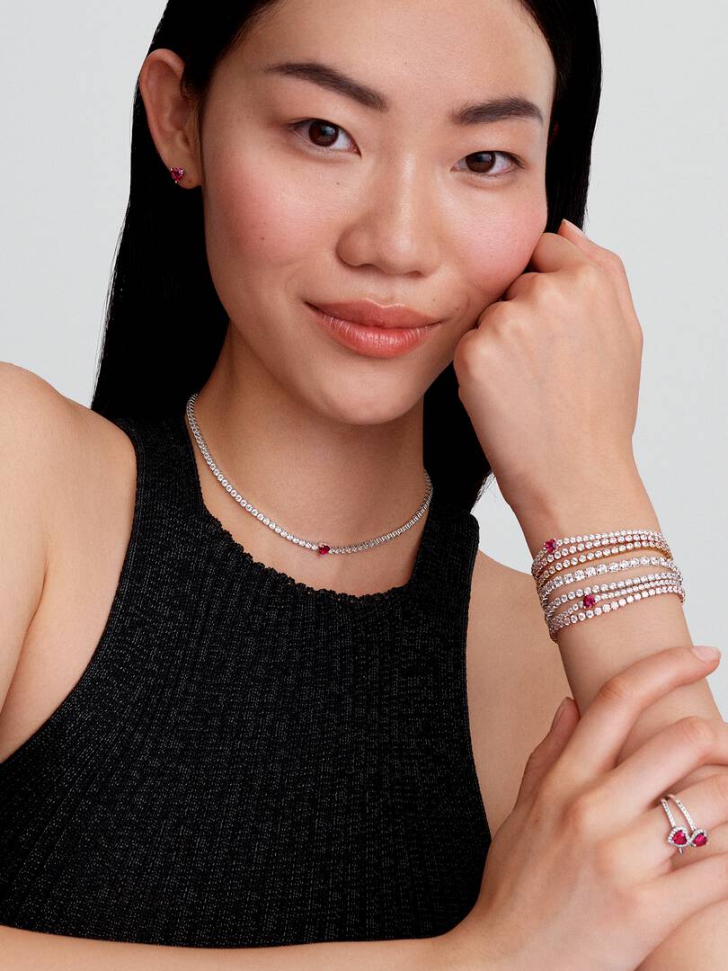 Collana con brillanti e cuore rosso Pandora Collana con brillanti e cuore rosso Pandora