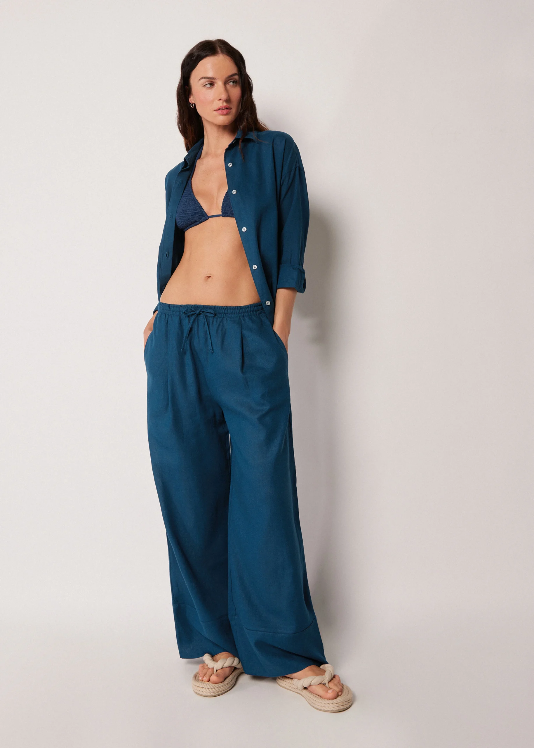 Completo mare donna con pantalone palazzo Completo mare donna con pantalone palazzo