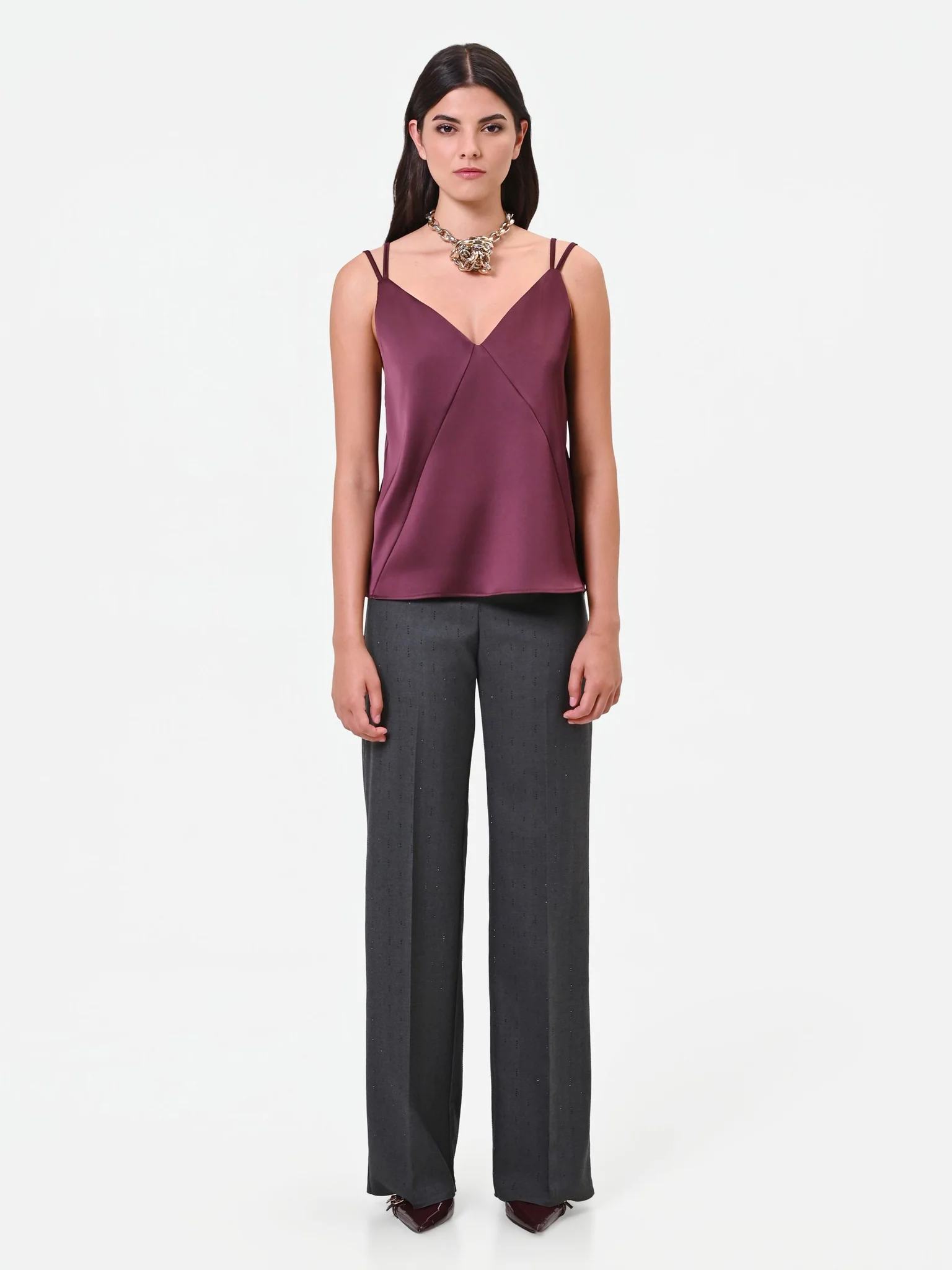 Top in raso bordeaux nuova collezione Rinascimento